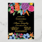 フローラキンセアニェラとマスフィエスタフラワー&金ゴールド 箔招待状 (正面)