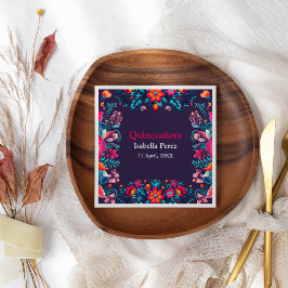 フローラキンセアニェラパープルメキシコフェスタ誕生日 スタンダードランチョンナプキン