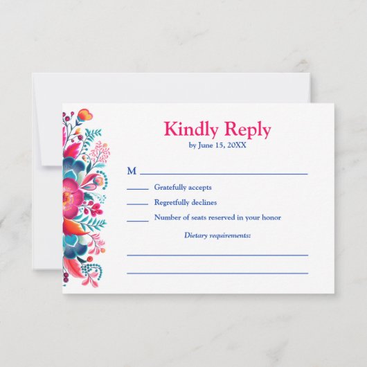 フローラキンセアニェラフィエスタメキシカーナRSVPカード サンキューカード (裏面)