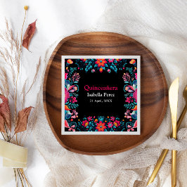 フローラキンセアニェラブラックメキシコフェスタ誕生日 スタンダードランチョンナプキン