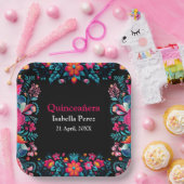 フローラキンセアニェラブラックメキシコフェスタ誕生日 ペーパープレート (パーティー)