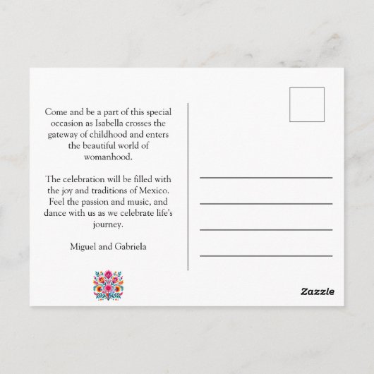 フローラキンセアニェラブラックメキシコフェスタ誕生日 ポストカード (裏面)