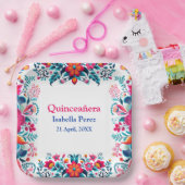 フローラキンセアニェラホワイトメキシコフィエスタ誕生日 ペーパープレート (パーティー)