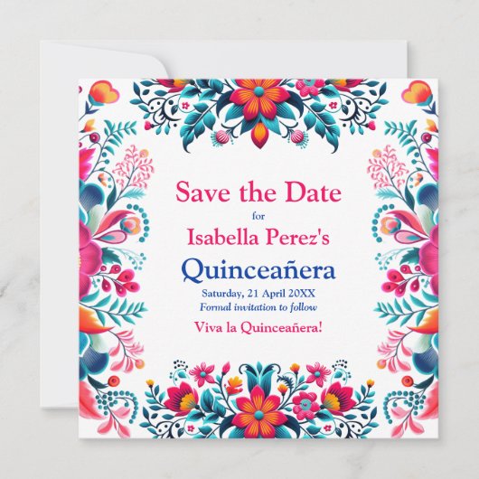 フローラキンセアニェラメキシコフェスタ日付を保存 招待状 (正面)