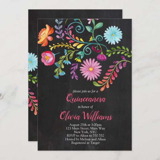 フローラキンセアニェラ誕生日フィエスタメキシコ 招待状 (正面/裏面)