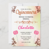 フローラキンセアニェラ15th誕生日フォースペインのガール 招待状 (正面)