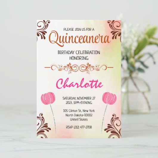 フローラキンセアニェラ15th誕生日フォースペインのガール 招待状 (スタンド正面)