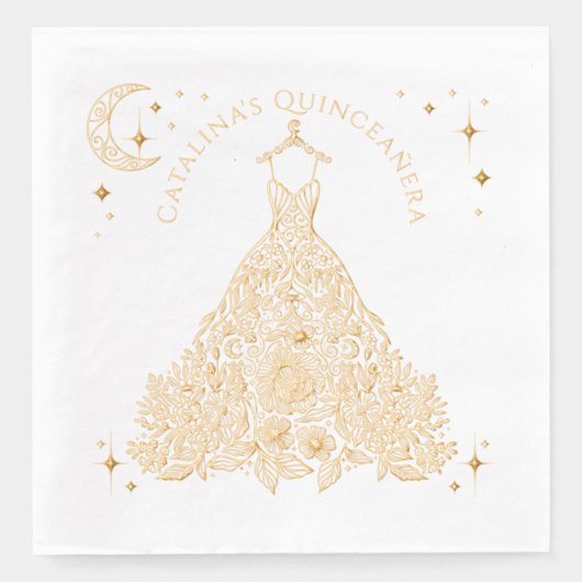 フローラキンセアニラガウングラムシチュアルムーンスターズ 箔ナプキン (正面)