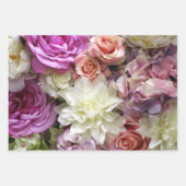 フローラギフトラップdahliaとバラ、3枚 ラッピングペーパーシート (正面)