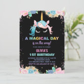 フローラギルターユニコーン誕生日招待状 招待状 (スタンド正面)