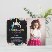 フローラギルターUnicorn誕生日招待状写真 招待状 (スタンド正面)