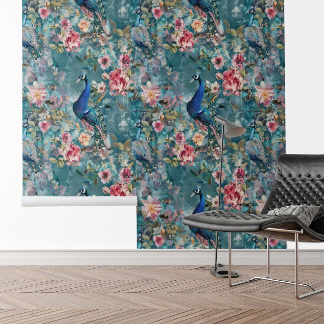 フローラクジャクヴィンテージテクスチャー花 壁紙 (クリエイターアップロード済み)