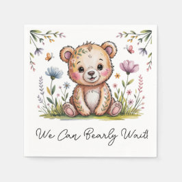 フローラクマ我々は赤ちゃんシャワーを待つことができる スタンダードカクテルナプキン