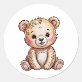 フローラクマ我々は赤ちゃんシャワーを待つことができる ラウンドシール