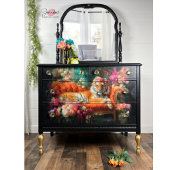 フローラクラウンタイガーオレンジのヴィンテージソファのデコページ 薄葉紙