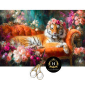 フローラクラウンタイガーオレンジのヴィンテージソファのデコページ 薄葉紙