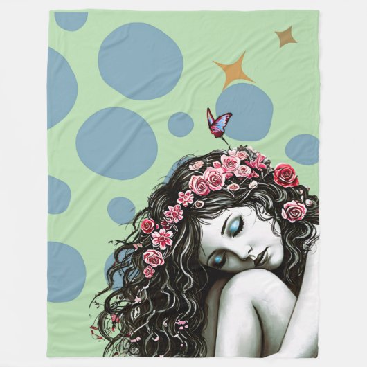 フローラクラウンミューズ – お洒落自然ポートレート フリースブランケット (正面)