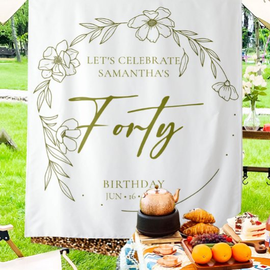 フローラクラウン40th誕生日パーティー背景タペストリー タペストリー
