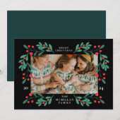 フローラクラシッククリスマスフレームフォトカード シーズンカード (正面/裏面)