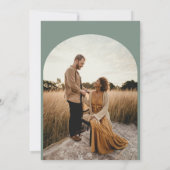 フローラクラシックセージグリーンモノグラム結婚アーチ 招待状 (裏面)