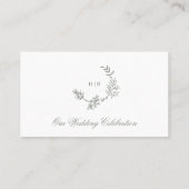 フローラクラシックセージグリーンリースモノグラム結婚ズ プレイスカード (裏面)