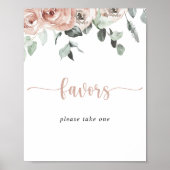 フローラクラシックダスティピンクのローズ好みサイン ポスター (正面)