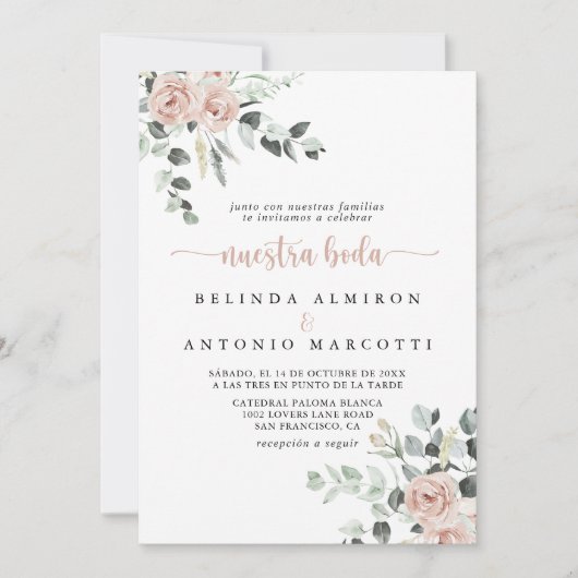 フローラクラシックダスティピンクローズヌエストラボダ 招待状 (正面)