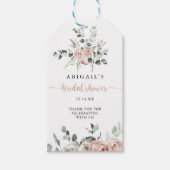 フローラクラシックダスティピンクローズブライダルシャワー ギフトタグ (正面)