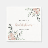 フローラクラシックダスティピンクローズブライダルシャワー スタンダードカクテルナプキン (正面)