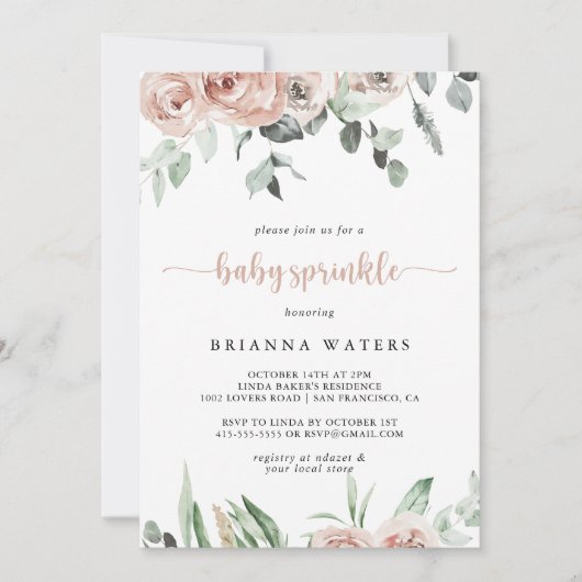 フローラクラシックダスティピンクローズベビー散布機 招待状 (正面)