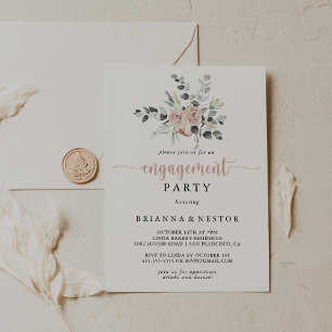 フローラクラシックダスティピンクローズ婚約パーティ 招待状