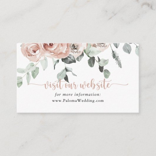 フローラクラシックダスティピンクローズ結婚のウェブサイト エンクロージャーカード (正面)