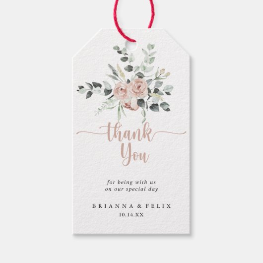 フローラクラシックダスティピンクローズ結婚サンキュー ギフトタグ (正面)
