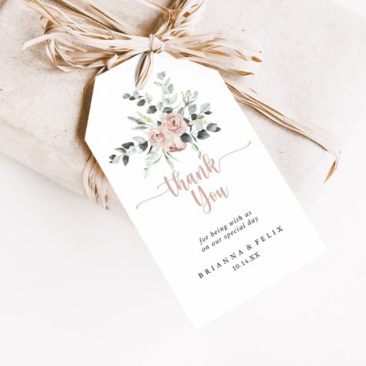 フローラクラシックダスティピンクローズ結婚サンキュー ギフトタグ