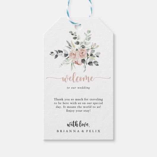 フローラクラシックダスティピンクローズ結婚歓迎 ギフトタグ (正面)