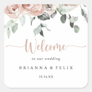 フローラクラシックダスティピンクローズ結婚歓迎 スクエアシール