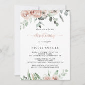 フローラクラシックダスティピンクローズ《キリスト教》洗礼式や命名式 招待状 (正面)