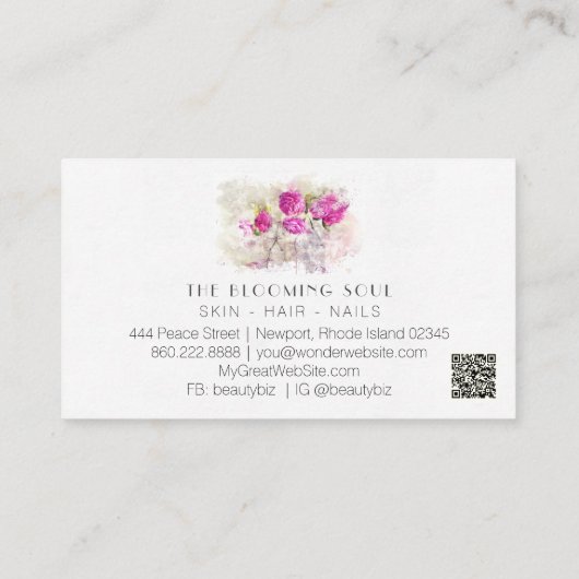 *~*フローラクラシックバラQRフォトAR26ヴィンテージバス 名刺 (裏面)