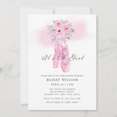 フローラクラシックバレリナシューズベビーシャワー 招待状 (正面)