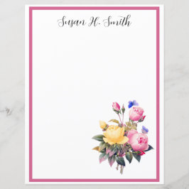 フローラクラシックピンクイエローローズパープルバタフライ