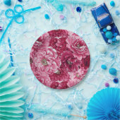 フローラクラシックピンクペオニーズクラスタ紙プレート ペーパープレート (パーティー)