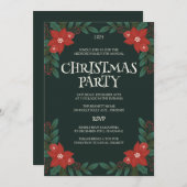 「フローラクラシックフレームクリスマスパーティの招待状 招待状 (正面/裏面)