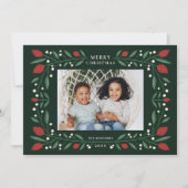 フローラクラシックフレーム水平クリスマスフォト シーズンカード (正面)