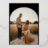 フローラクラシックブラックモノグラム結婚アーチ 箔招待状 (裏面)