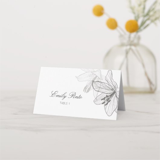 フローラクラシックブラック&ホワイト折り畳み座席表 プレイスカード (正面)