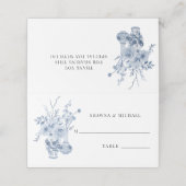 フローラクラシックブルーとホワイトウェディングレセプション プレイスカード (外部開封)