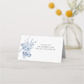 フローラクラシックブルーとホワイトウェディングレセプション プレイスカード (裏面)