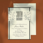 フローラクラシックベージュアダルト誕生日招待状 招待状