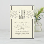 フローラクラシックベージュアダルト誕生日招待状 招待状 (スタンド正面)
