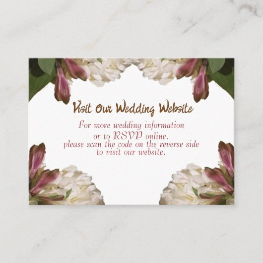 フローラクラシックホワイトウェディングRSVP エンクロージャーカード (正面)